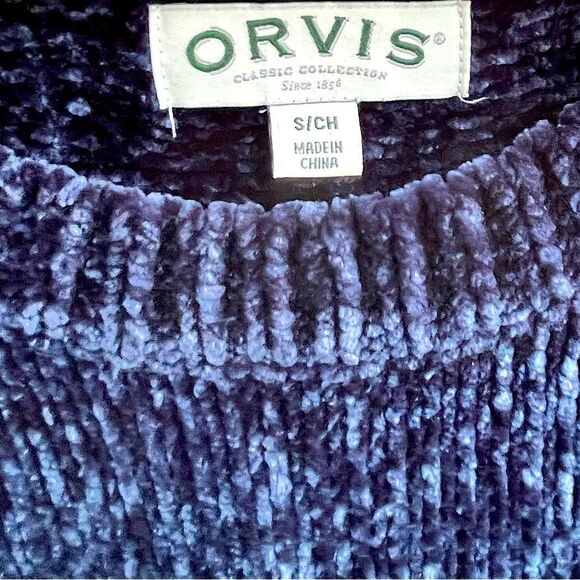 Orvis Navy Blue Chenille Crewneck Sweater Size S New without tags - Picture 3 of 11